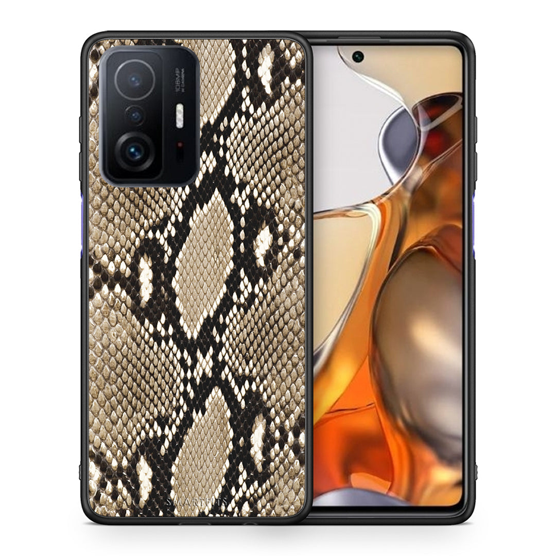 Θήκη Xiaomi 11T/11T Pro Fashion Snake Animal από τη Smartfits με σχέδιο στο πίσω μέρος και μαύρο περίβλημα | Xiaomi 11T/11T Pro Fashion Snake Animal case with colorful back and black bezels