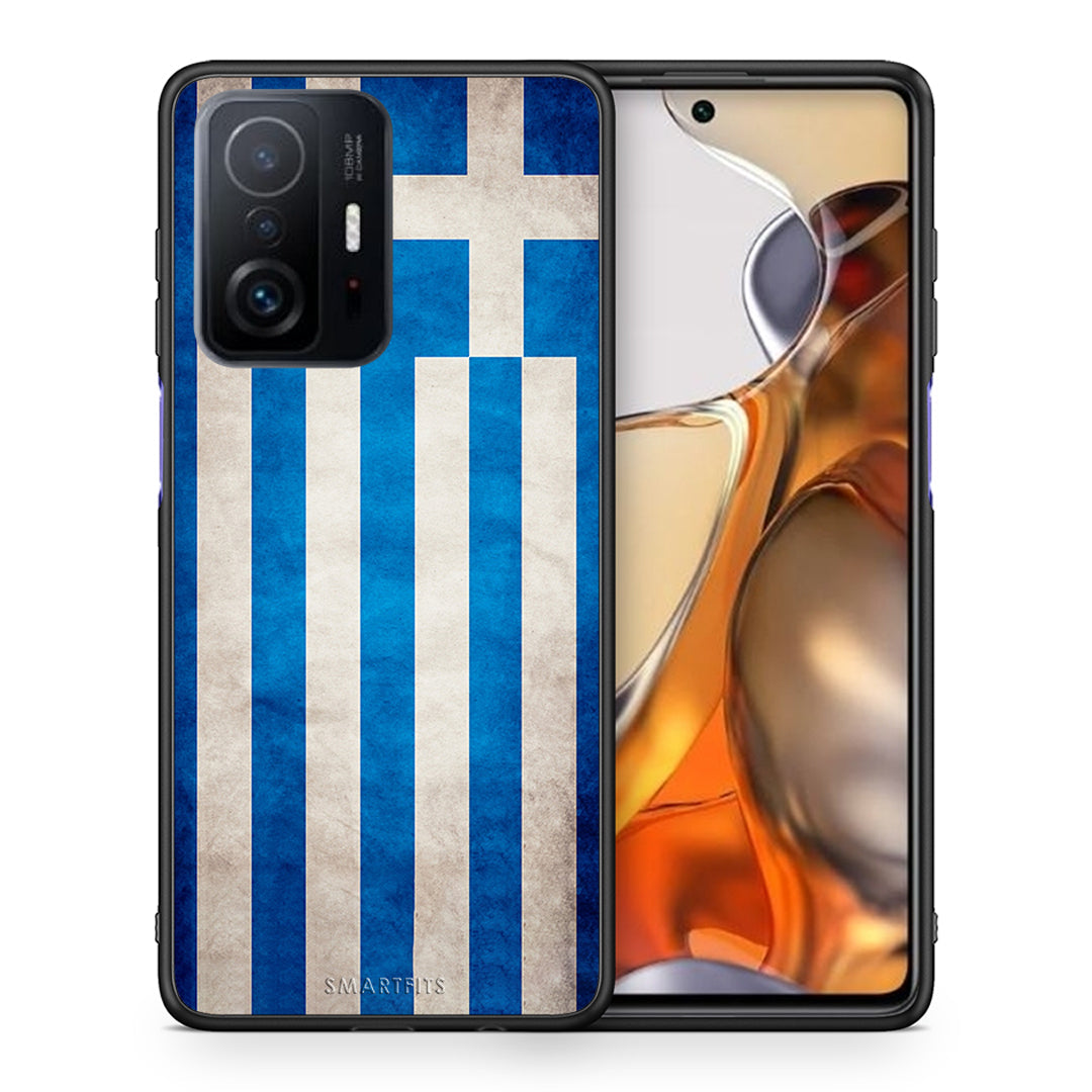 Θήκη Xiaomi 11T/11T Pro Greek Flag από τη Smartfits με σχέδιο στο πίσω μέρος και μαύρο περίβλημα | Xiaomi 11T/11T Pro Greek Flag case with colorful back and black bezels