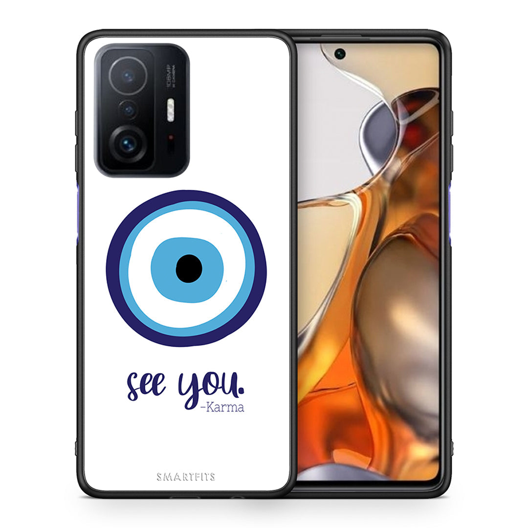 Θήκη Xiaomi 11T/11T Pro Karma Says από τη Smartfits με σχέδιο στο πίσω μέρος και μαύρο περίβλημα | Xiaomi 11T/11T Pro Karma Says case with colorful back and black bezels