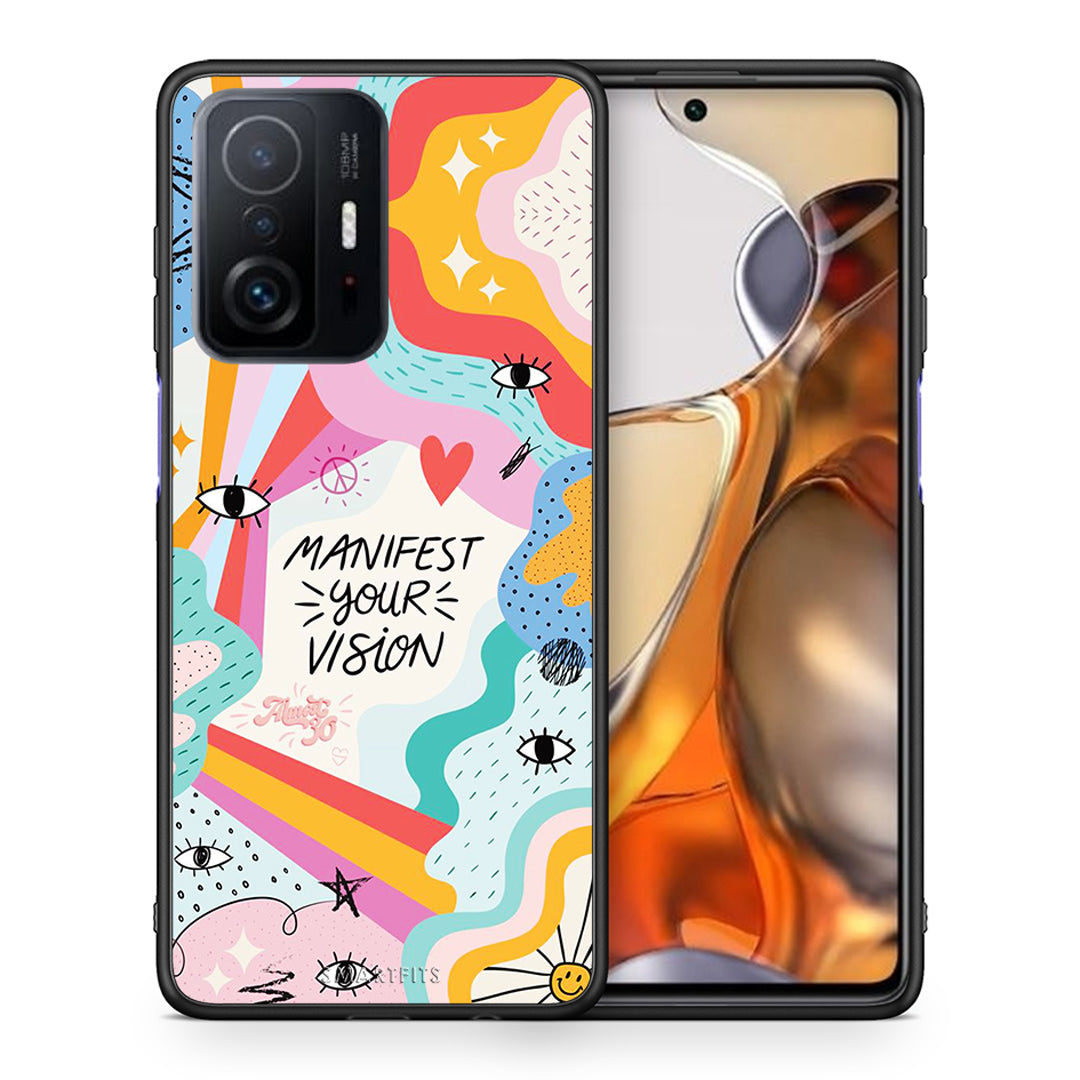 Θήκη Xiaomi 11T/11T Pro Manifest Your Vision από τη Smartfits με σχέδιο στο πίσω μέρος και μαύρο περίβλημα | Xiaomi 11T/11T Pro Manifest Your Vision case with colorful back and black bezels