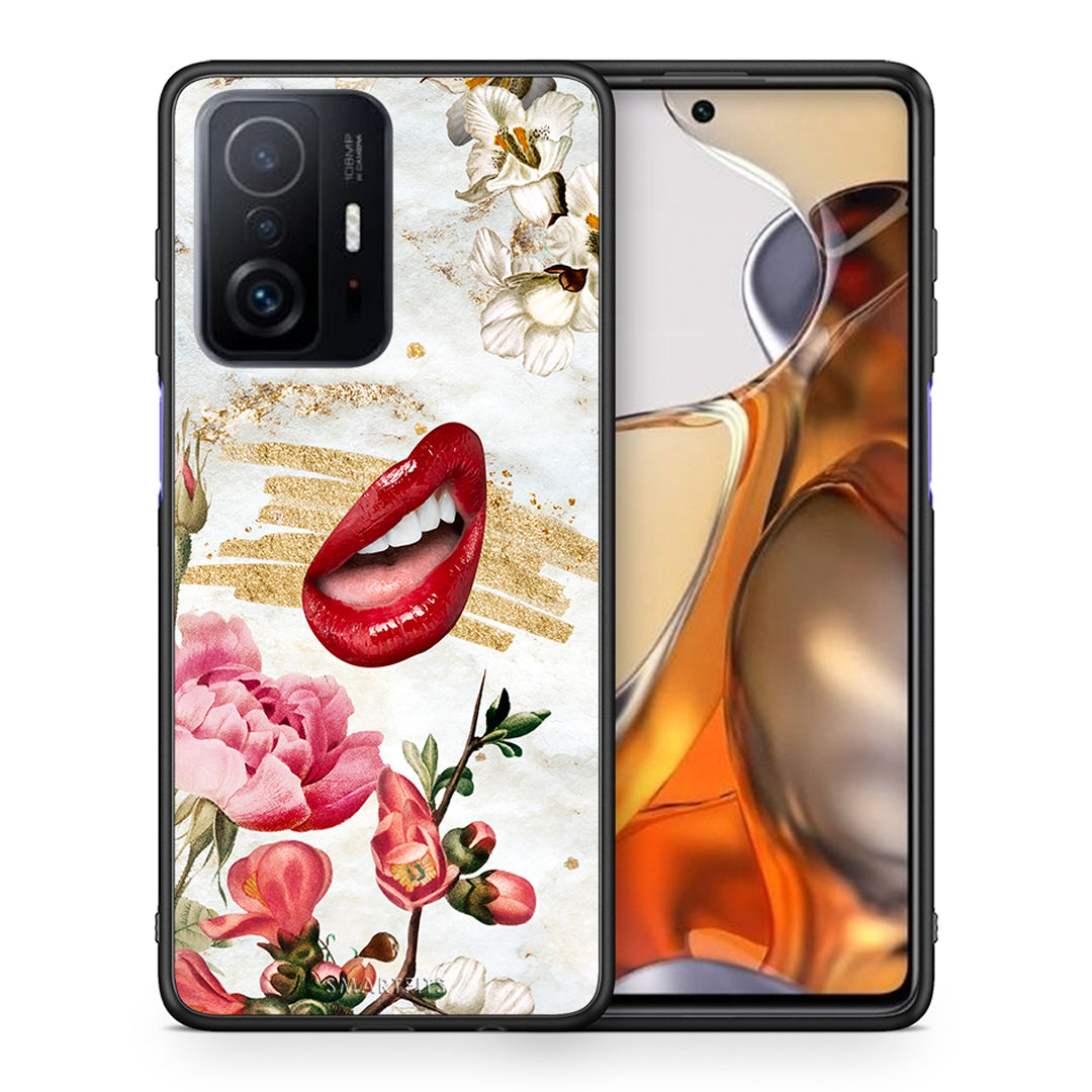 Θήκη Xiaomi 11T/11T Pro Red Lips από τη Smartfits με σχέδιο στο πίσω μέρος και μαύρο περίβλημα | Xiaomi 11T/11T Pro Red Lips case with colorful back and black bezels