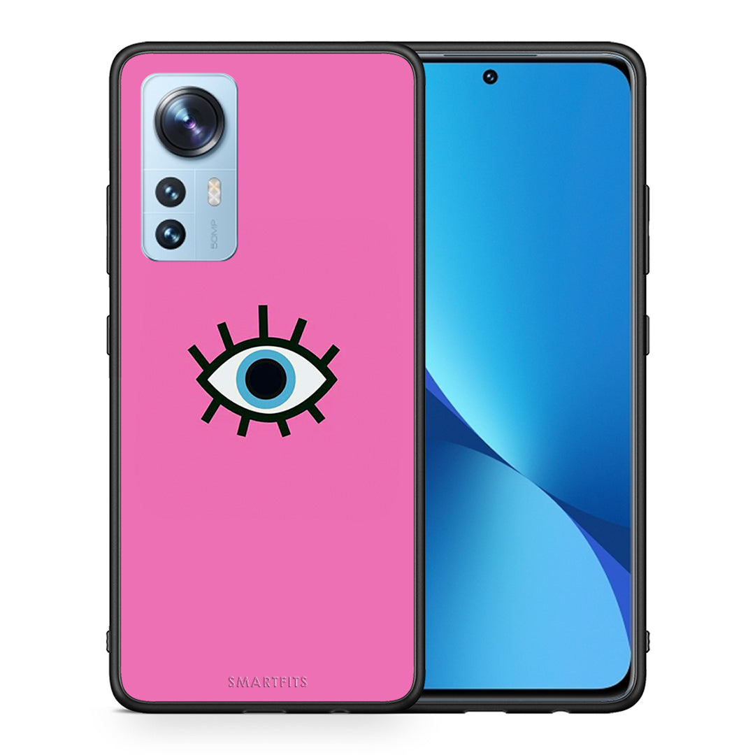 Θήκη Xiaomi 12/12X 5G Blue Eye Pink από τη Smartfits με σχέδιο στο πίσω μέρος και μαύρο περίβλημα | Xiaomi 12/12X 5G Blue Eye Pink case with colorful back and black bezels