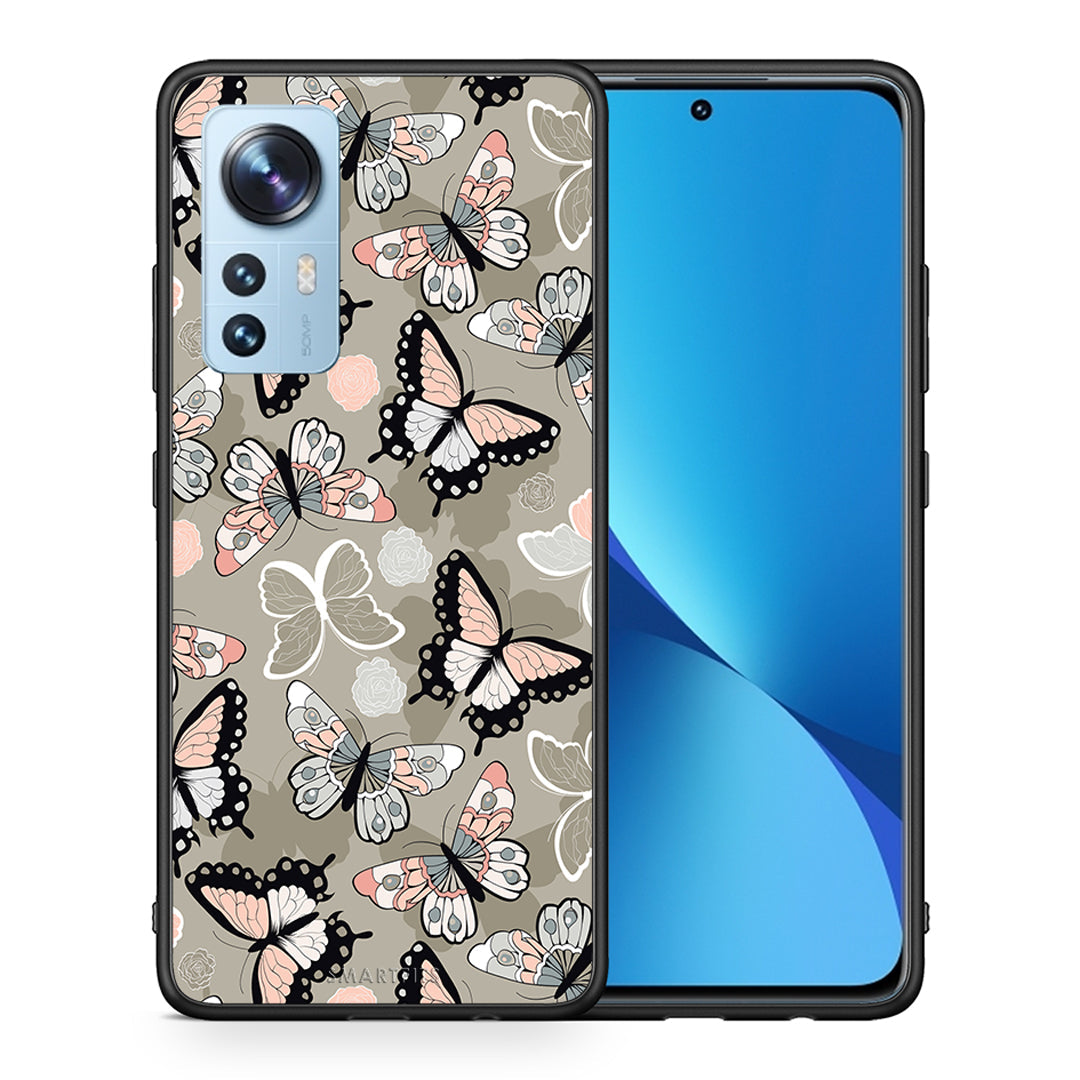 Θήκη Xiaomi 12/12X 5G Butterflies Boho από τη Smartfits με σχέδιο στο πίσω μέρος και μαύρο περίβλημα | Xiaomi 12/12X 5G Butterflies Boho case with colorful back and black bezels