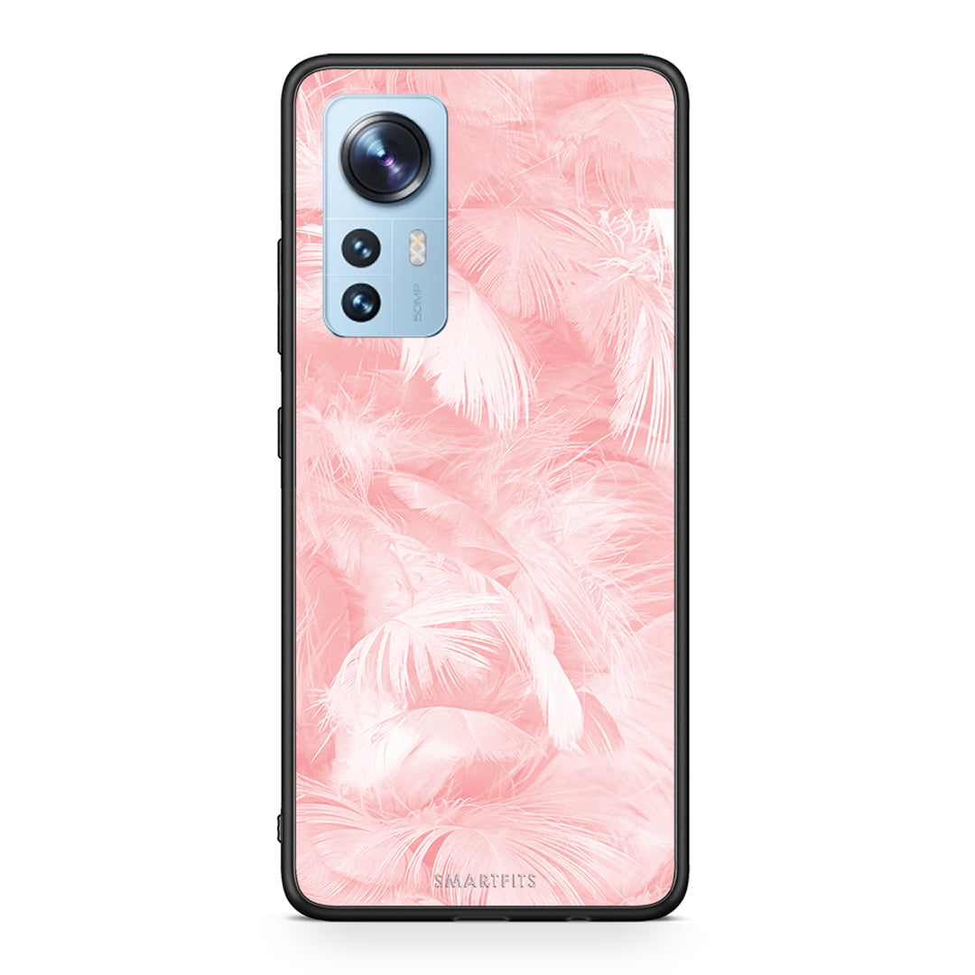 33 - Xiaomi 12/12X 5G Pink Feather Boho case, cover, bumper