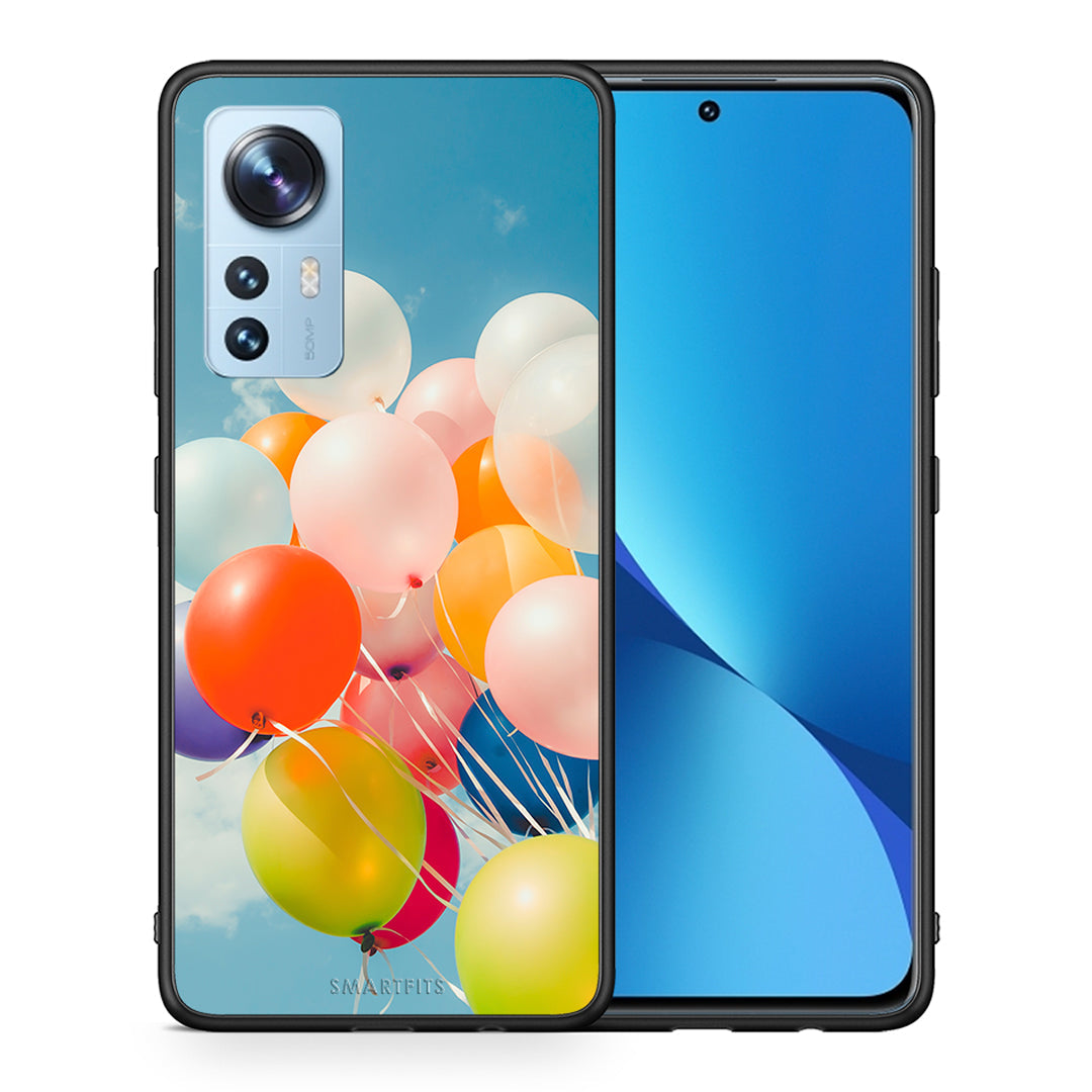 Θήκη Xiaomi 12/12X 5G Colorful Balloons από τη Smartfits με σχέδιο στο πίσω μέρος και μαύρο περίβλημα | Xiaomi 12/12X 5G Colorful Balloons case with colorful back and black bezels