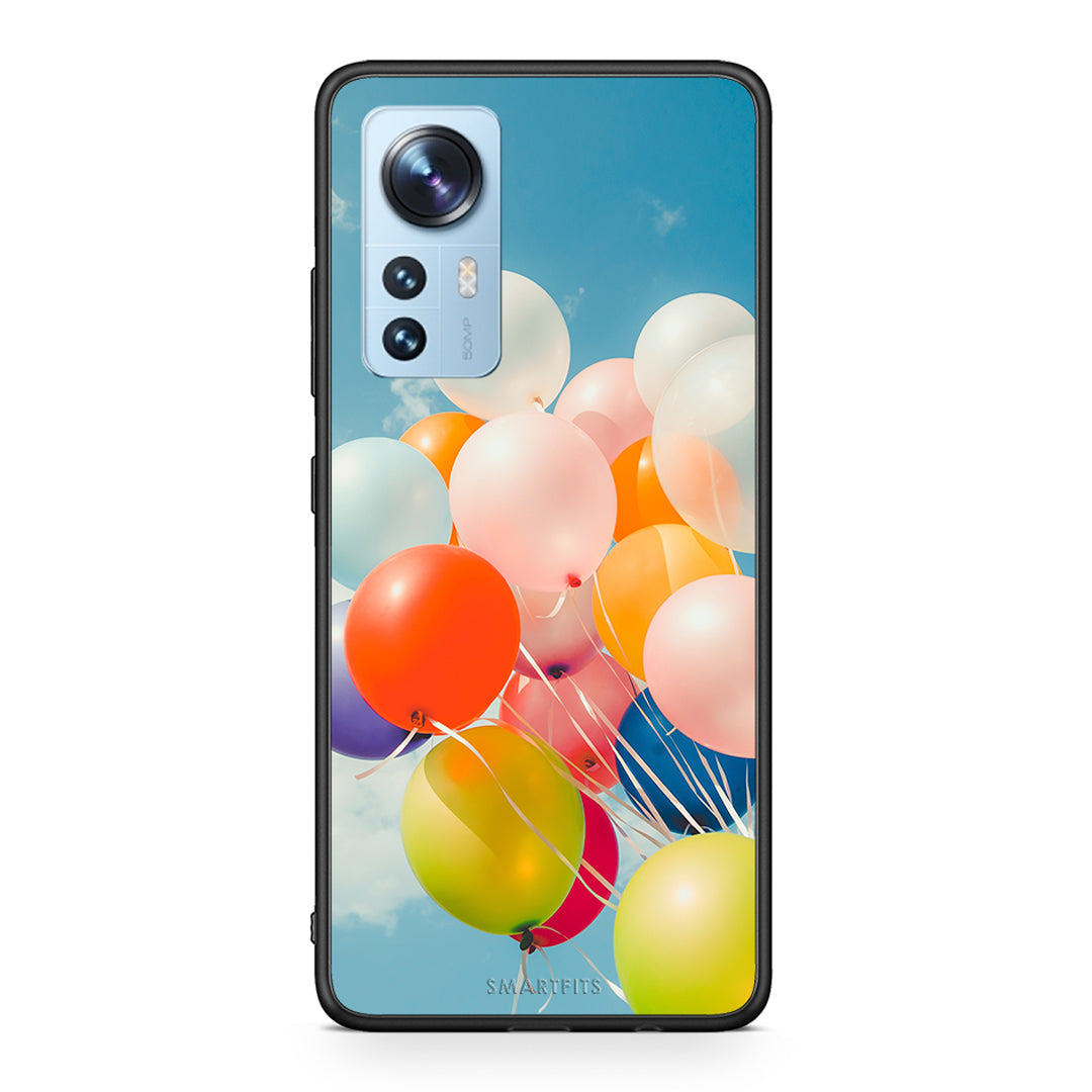 Xiaomi 12/12X 5G Colorful Balloons θήκη από τη Smartfits με σχέδιο στο πίσω μέρος και μαύρο περίβλημα | Smartphone case with colorful back and black bezels by Smartfits