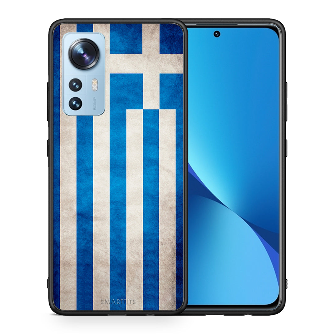 Θήκη Xiaomi 12/12X 5G Greek Flag από τη Smartfits με σχέδιο στο πίσω μέρος και μαύρο περίβλημα | Xiaomi 12/12X 5G Greek Flag case with colorful back and black bezels