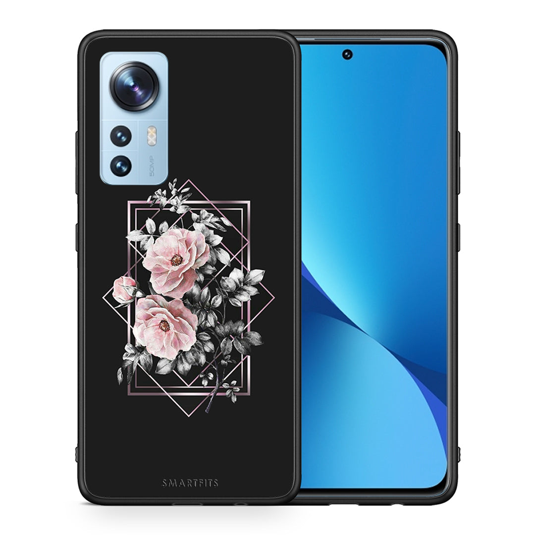 Θήκη Xiaomi 12/12X 5G Frame Flower από τη Smartfits με σχέδιο στο πίσω μέρος και μαύρο περίβλημα | Xiaomi 12/12X 5G Frame Flower case with colorful back and black bezels