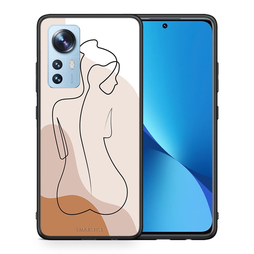 Θήκη Xiaomi 12/12X 5G LineArt Woman από τη Smartfits με σχέδιο στο πίσω μέρος και μαύρο περίβλημα | Xiaomi 12/12X 5G LineArt Woman case with colorful back and black bezels