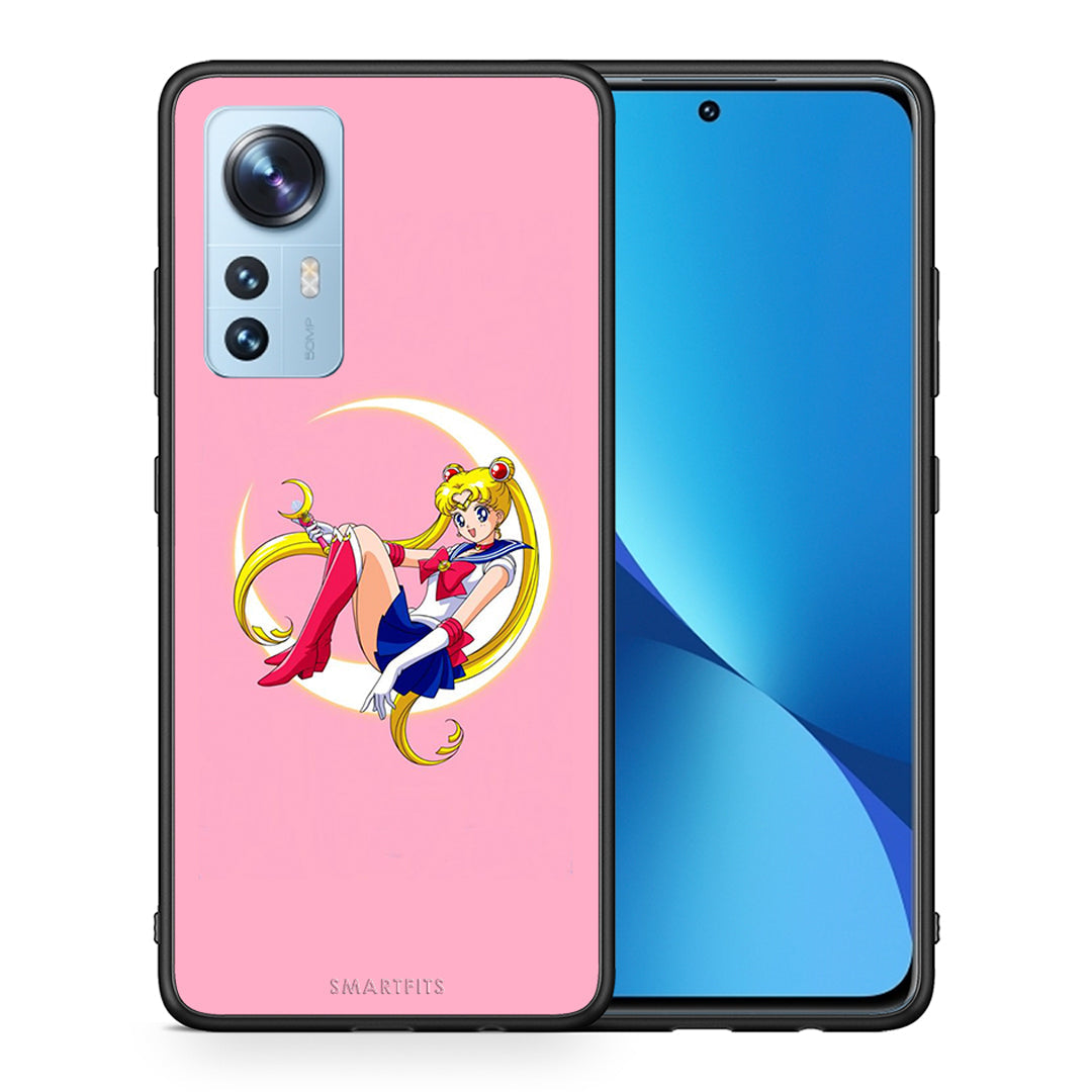 Θήκη Xiaomi 12/12X 5G Moon Girl από τη Smartfits με σχέδιο στο πίσω μέρος και μαύρο περίβλημα | Xiaomi 12/12X 5G Moon Girl case with colorful back and black bezels