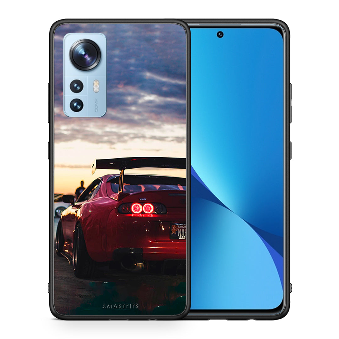 Θήκη Xiaomi 12/12X 5G Racing Supra από τη Smartfits με σχέδιο στο πίσω μέρος και μαύρο περίβλημα | Xiaomi 12/12X 5G Racing Supra case with colorful back and black bezels