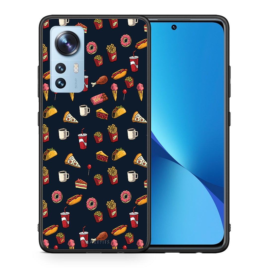 Θήκη Xiaomi 12/12X 5G Hungry Random από τη Smartfits με σχέδιο στο πίσω μέρος και μαύρο περίβλημα | Xiaomi 12/12X 5G Hungry Random case with colorful back and black bezels