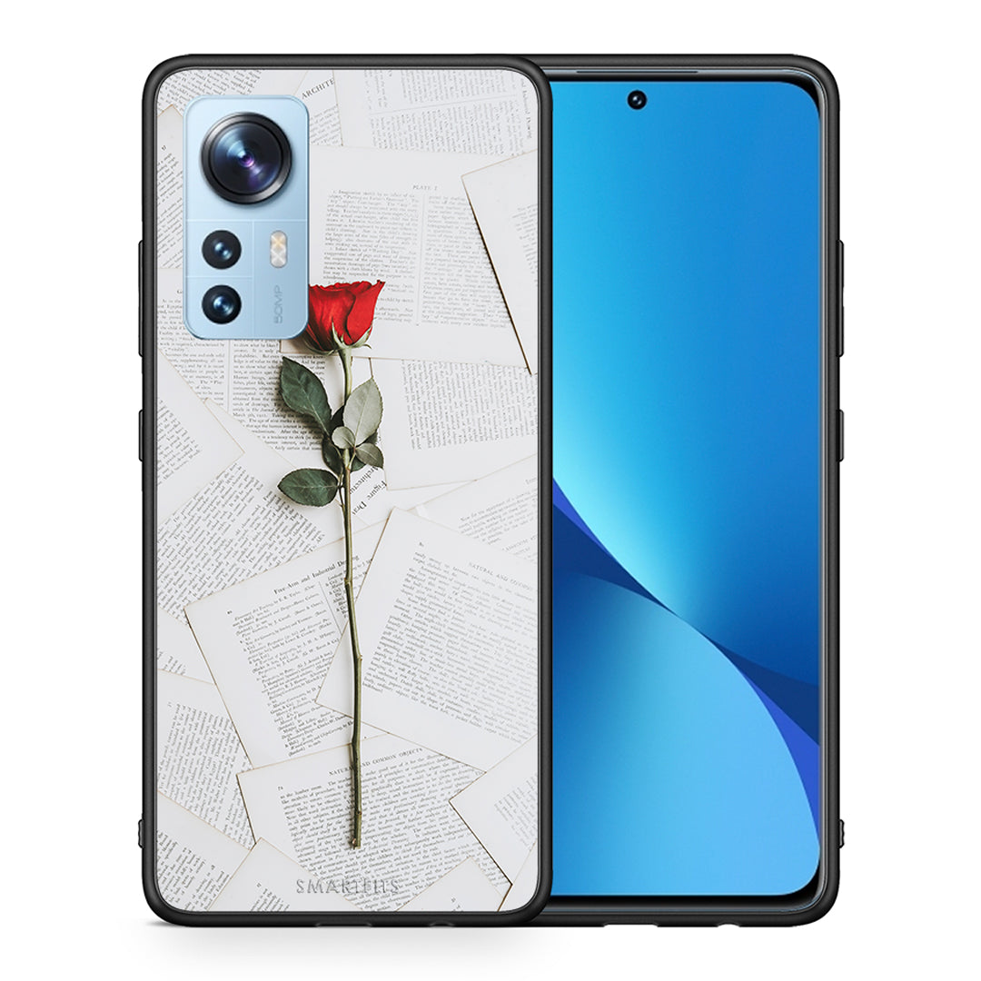 Θήκη Xiaomi 12/12X 5G Red Rose από τη Smartfits με σχέδιο στο πίσω μέρος και μαύρο περίβλημα | Xiaomi 12/12X 5G Red Rose case with colorful back and black bezels