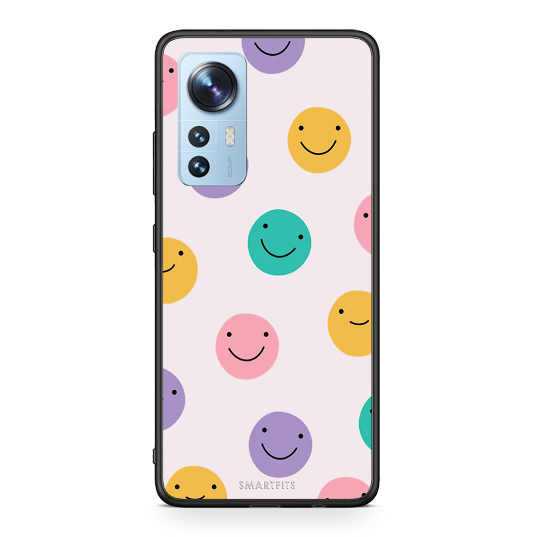 Xiaomi 12/12X 5G Smiley Faces θήκη από τη Smartfits με σχέδιο στο πίσω μέρος και μαύρο περίβλημα | Smartphone case with colorful back and black bezels by Smartfits