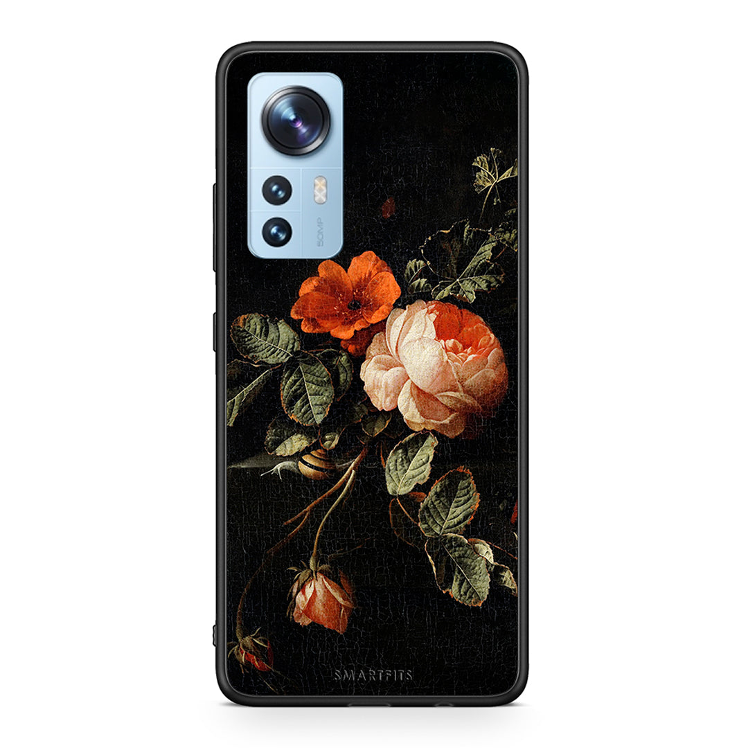 Xiaomi 12/12X 5G Vintage Roses θήκη από τη Smartfits με σχέδιο στο πίσω μέρος και μαύρο περίβλημα | Smartphone case with colorful back and black bezels by Smartfits