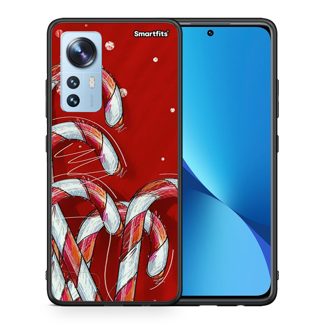 Θήκη Xiaomi 12/12X 5G Candy Cane από τη Smartfits με σχέδιο στο πίσω μέρος και μαύρο περίβλημα | Xiaomi 12/12X 5G Candy Cane case with colorful back and black bezels