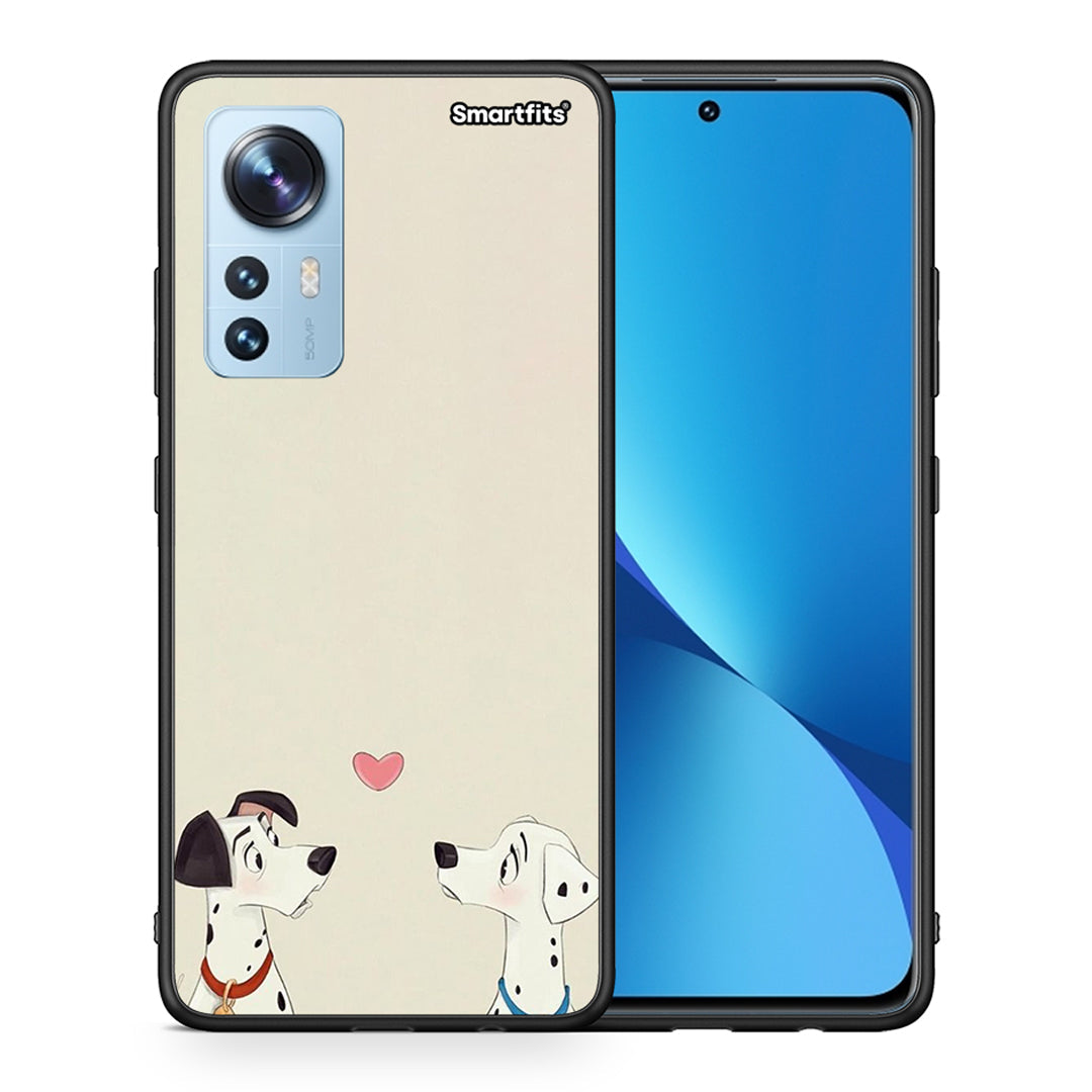 Θήκη Xiaomi 12/12X 5G Dalmatians Love από τη Smartfits με σχέδιο στο πίσω μέρος και μαύρο περίβλημα | Xiaomi 12/12X 5G Dalmatians Love case with colorful back and black bezels
