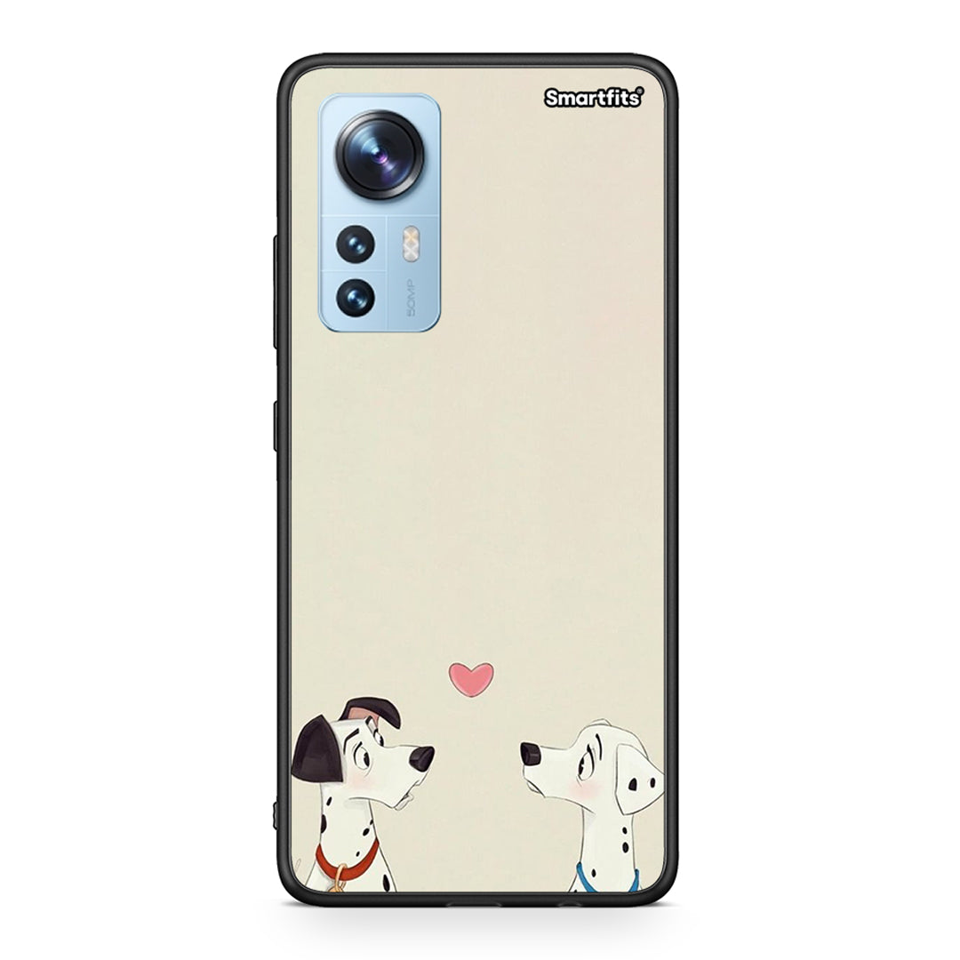Xiaomi 12/12X 5G Dalmatians Love θήκη από τη Smartfits με σχέδιο στο πίσω μέρος και μαύρο περίβλημα | Smartphone case with colorful back and black bezels by Smartfits