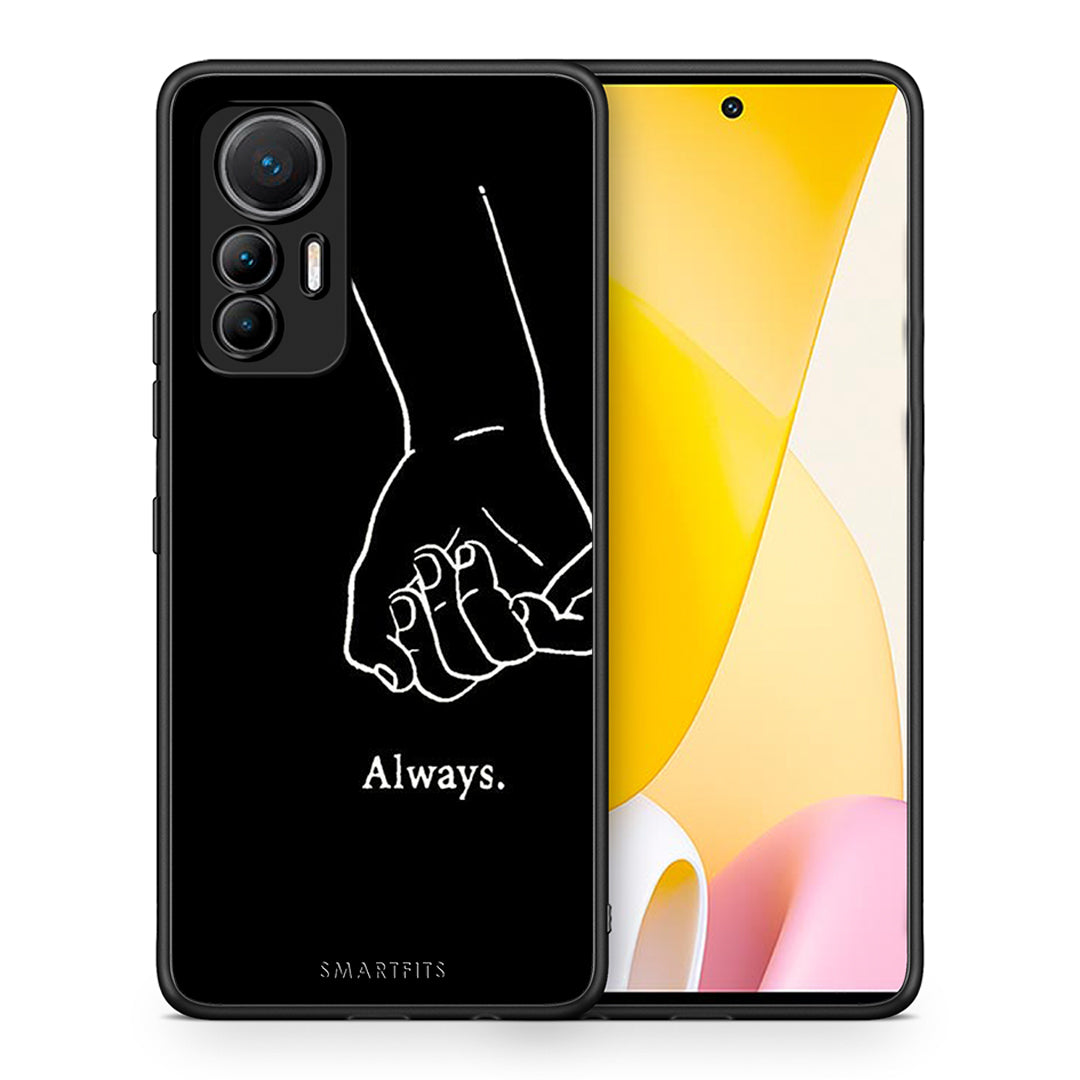 Θήκη Αγίου Βαλεντίνου Xiaomi 12 Lite 5G Always & Forever 2 από τη Smartfits με σχέδιο στο πίσω μέρος και μαύρο περίβλημα | Xiaomi 12 Lite 5G Always & Forever 2 case with colorful back and black bezels