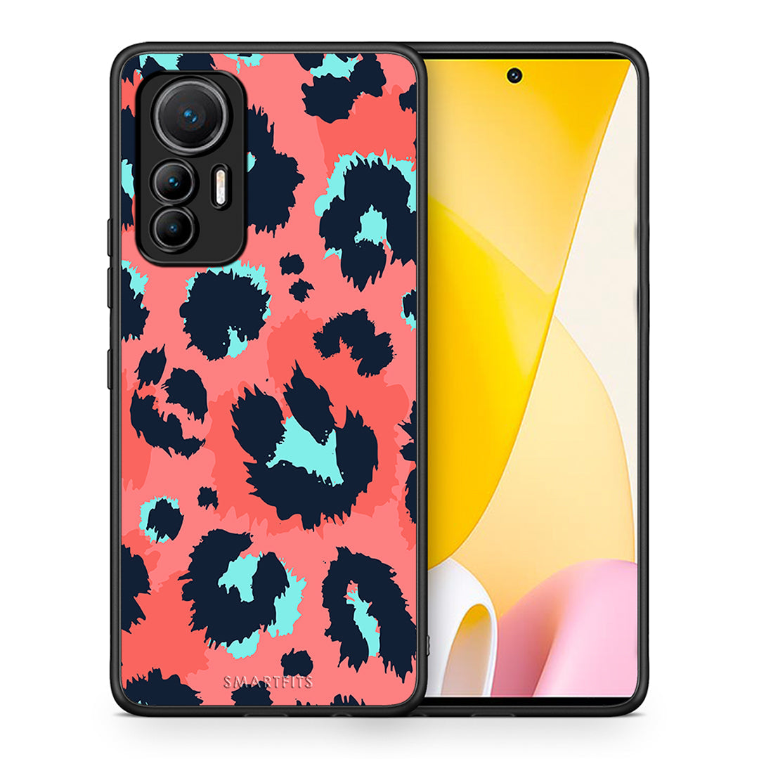 Θήκη Xiaomi 12 Lite 5G Pink Leopard Animal από τη Smartfits με σχέδιο στο πίσω μέρος και μαύρο περίβλημα | Xiaomi 12 Lite 5G Pink Leopard Animal case with colorful back and black bezels