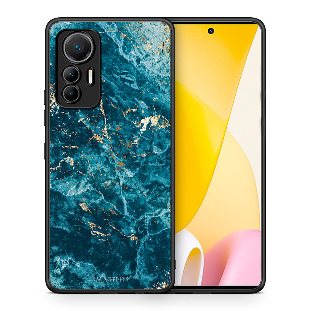 Θήκη Xiaomi 12 Lite 5G Marble Blue από τη Smartfits με σχέδιο στο πίσω μέρος και μαύρο περίβλημα | Xiaomi 12 Lite 5G Marble Blue case with colorful back and black bezels