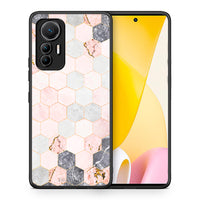 Thumbnail for Θήκη Xiaomi 12 Lite 5G Hexagon Pink Marble από τη Smartfits με σχέδιο στο πίσω μέρος και μαύρο περίβλημα | Xiaomi 12 Lite 5G Hexagon Pink Marble case with colorful back and black bezels