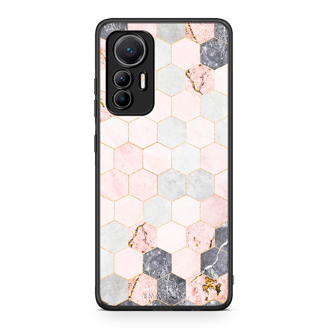 4 - Xiaomi 12 Lite 5G Hexagon Pink Marble case, cover, bumper