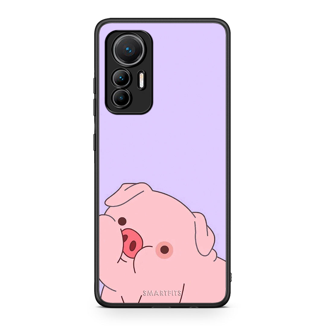 Xiaomi 12 Lite 5G Pig Love 2 Θήκη Αγίου Βαλεντίνου από τη Smartfits με σχέδιο στο πίσω μέρος και μαύρο περίβλημα | Smartphone case with colorful back and black bezels by Smartfits