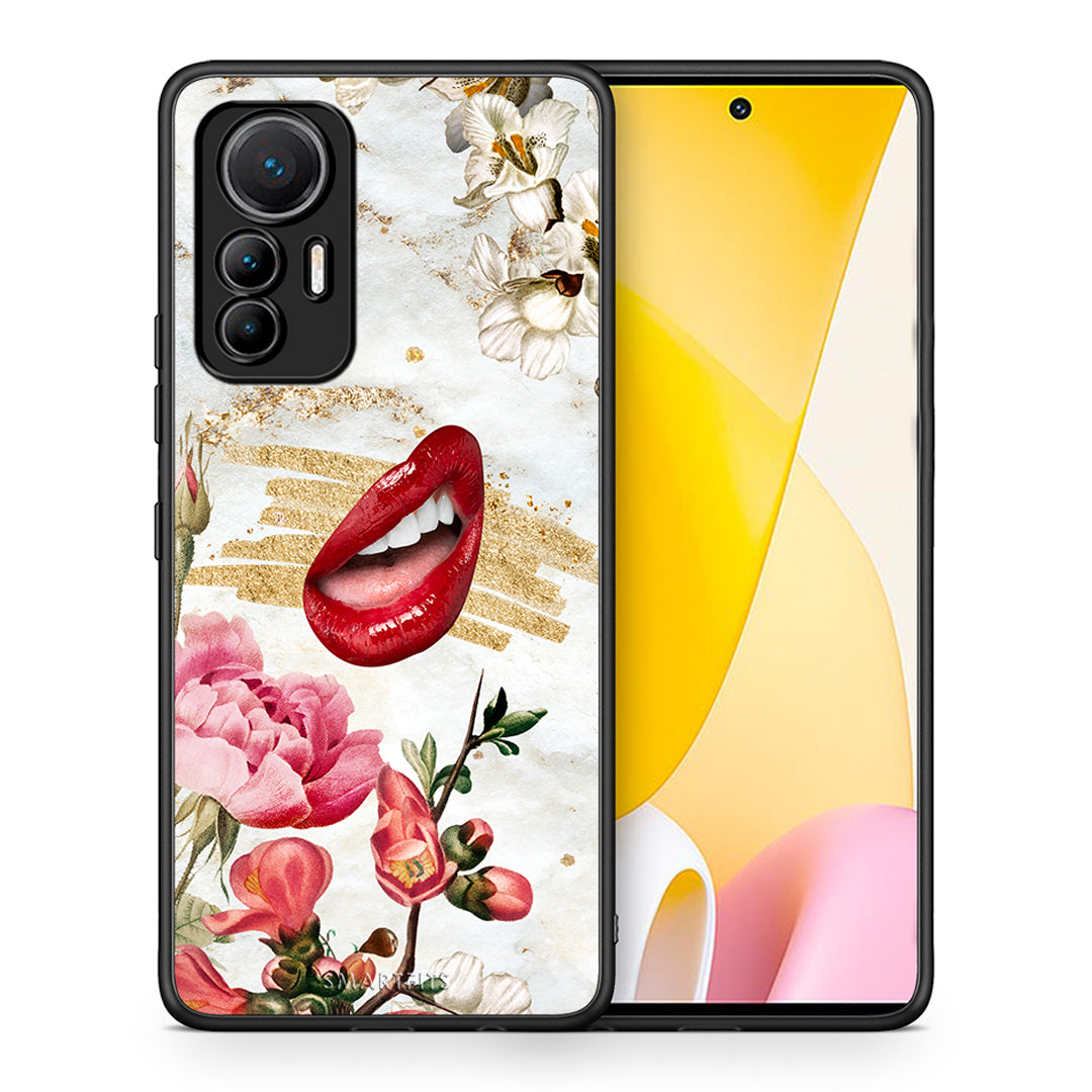 Θήκη Xiaomi 12 Lite 5G Red Lips από τη Smartfits με σχέδιο στο πίσω μέρος και μαύρο περίβλημα | Xiaomi 12 Lite 5G Red Lips case with colorful back and black bezels