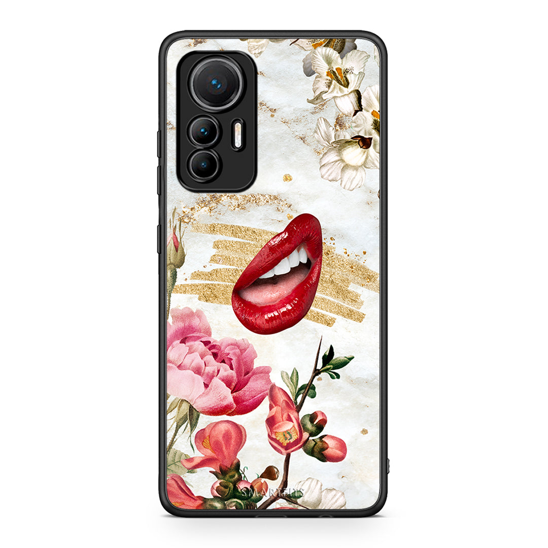 Xiaomi 12 Lite 5G Red Lips θήκη από τη Smartfits με σχέδιο στο πίσω μέρος και μαύρο περίβλημα | Smartphone case with colorful back and black bezels by Smartfits