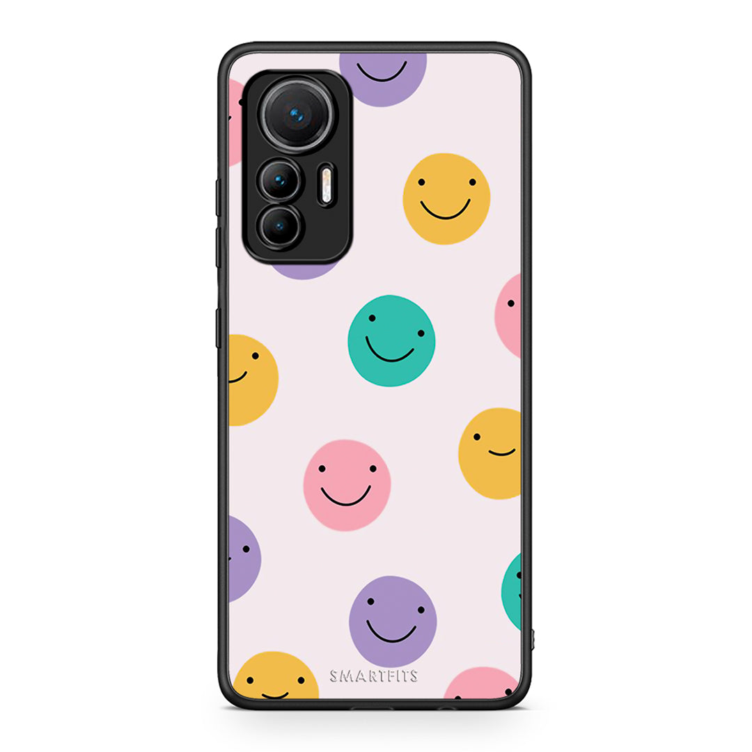 Xiaomi 12 Lite 5G Smiley Faces θήκη από τη Smartfits με σχέδιο στο πίσω μέρος και μαύρο περίβλημα | Smartphone case with colorful back and black bezels by Smartfits