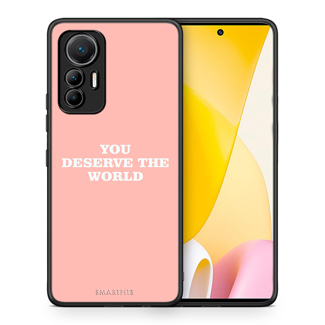 Θήκη Αγίου Βαλεντίνου Xiaomi 12 Lite 5G You Deserve The World από τη Smartfits με σχέδιο στο πίσω μέρος και μαύρο περίβλημα | Xiaomi 12 Lite 5G You Deserve The World case with colorful back and black bezels