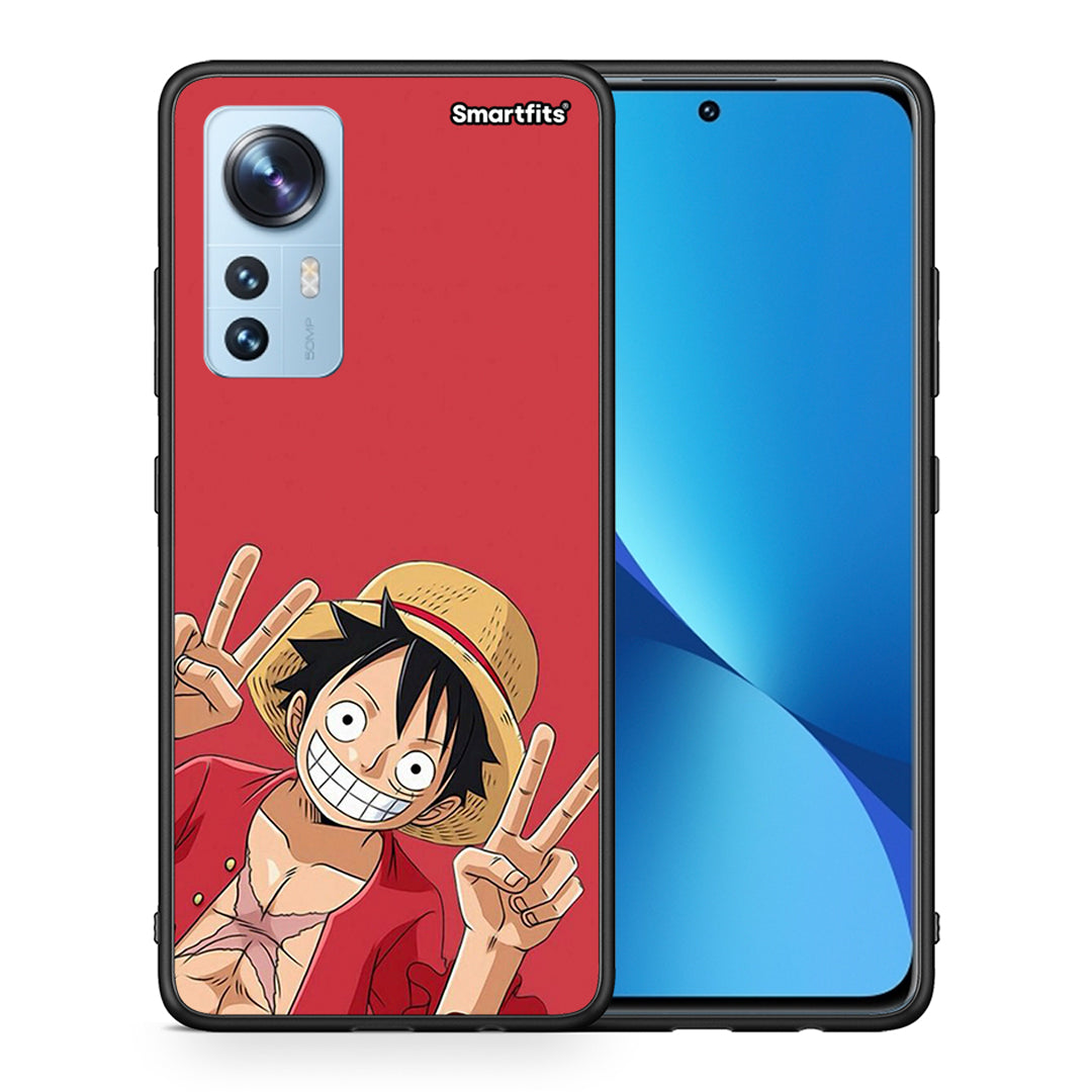 Θήκη Xiaomi 12 / 12X 5G Pirate Luffy από τη Smartfits με σχέδιο στο πίσω μέρος και μαύρο περίβλημα | Xiaomi 12 / 12X 5G Pirate Luffy case with colorful back and black bezels