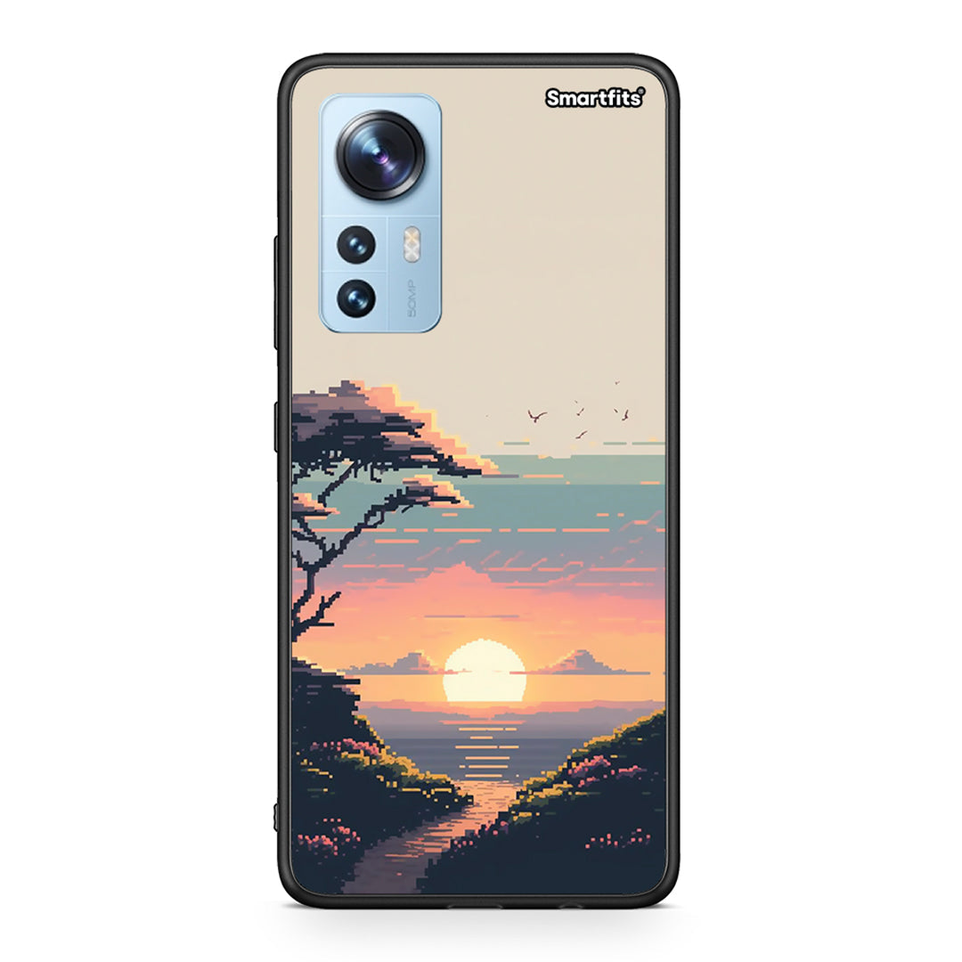 Xiaomi 12 / 12X 5G Pixel Sunset Θήκη από τη Smartfits με σχέδιο στο πίσω μέρος και μαύρο περίβλημα | Smartphone case with colorful back and black bezels by Smartfits