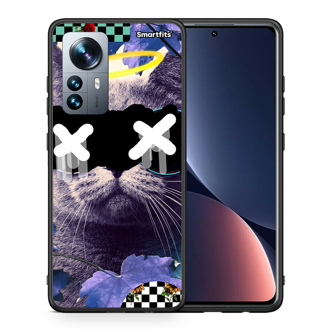 Θήκη Xiaomi 12 Pro Cat Collage από τη Smartfits με σχέδιο στο πίσω μέρος και μαύρο περίβλημα | Xiaomi 12 Pro Cat Collage case with colorful back and black bezels