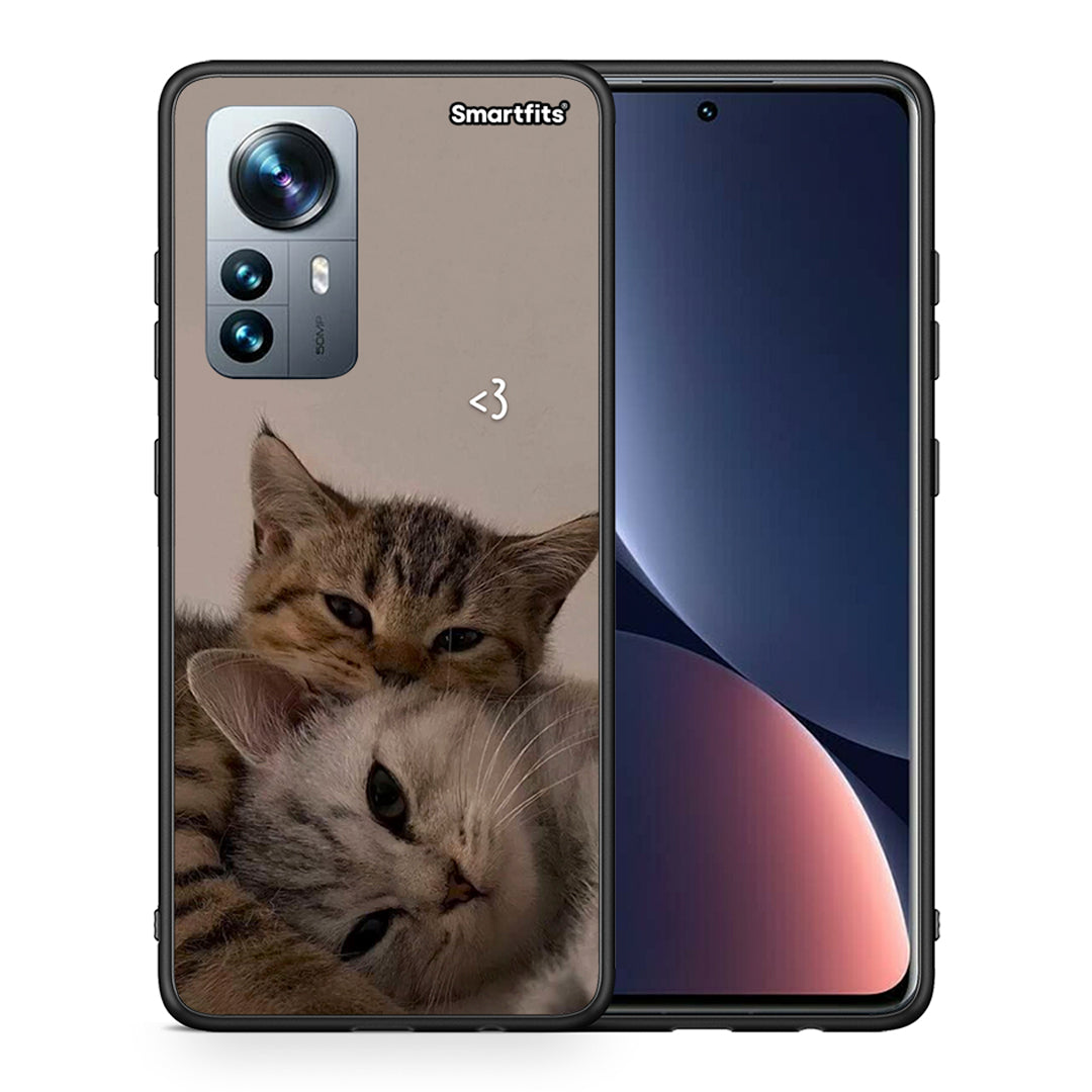 Θήκη Xiaomi 12 Pro Cats In Love από τη Smartfits με σχέδιο στο πίσω μέρος και μαύρο περίβλημα | Xiaomi 12 Pro Cats In Love case with colorful back and black bezels