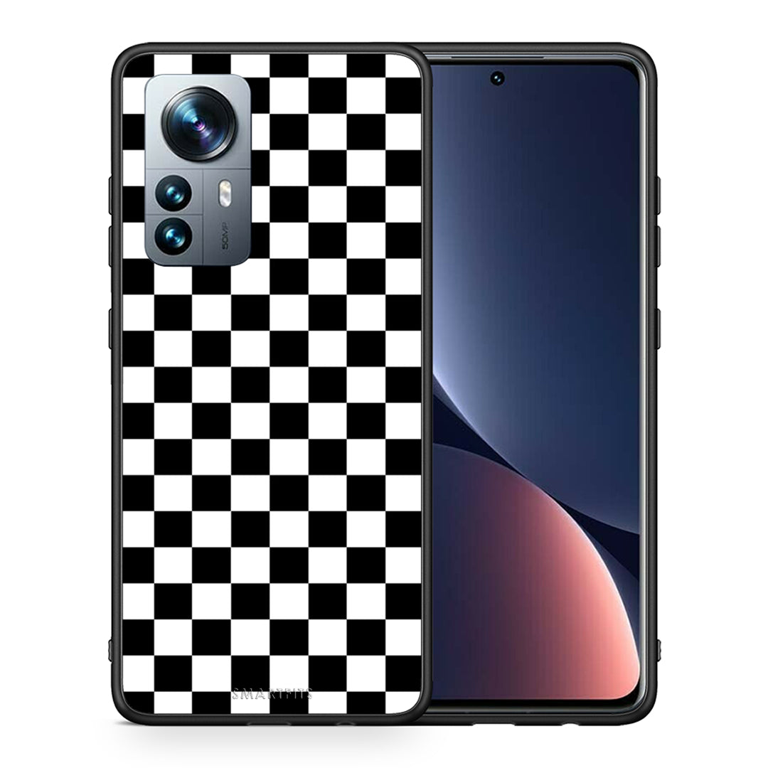 Θήκη Xiaomi 12 Pro Squares Geometric από τη Smartfits με σχέδιο στο πίσω μέρος και μαύρο περίβλημα | Xiaomi 12 Pro Squares Geometric case with colorful back and black bezels