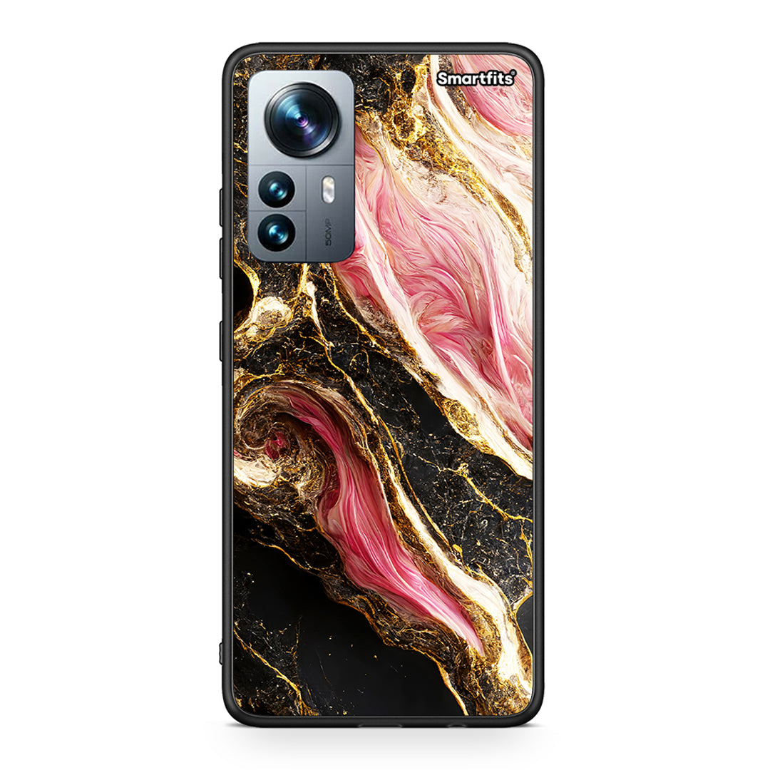 Xiaomi 12 Pro Glamorous Pink Marble θήκη από τη Smartfits με σχέδιο στο πίσω μέρος και μαύρο περίβλημα | Smartphone case with colorful back and black bezels by Smartfits