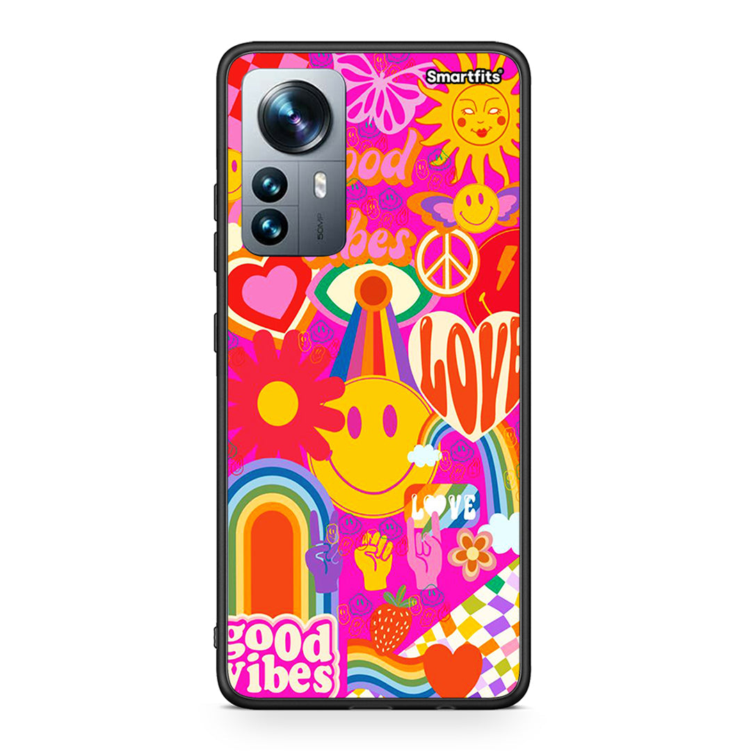 Xiaomi 12 Pro Hippie Love θήκη από τη Smartfits με σχέδιο στο πίσω μέρος και μαύρο περίβλημα | Smartphone case with colorful back and black bezels by Smartfits