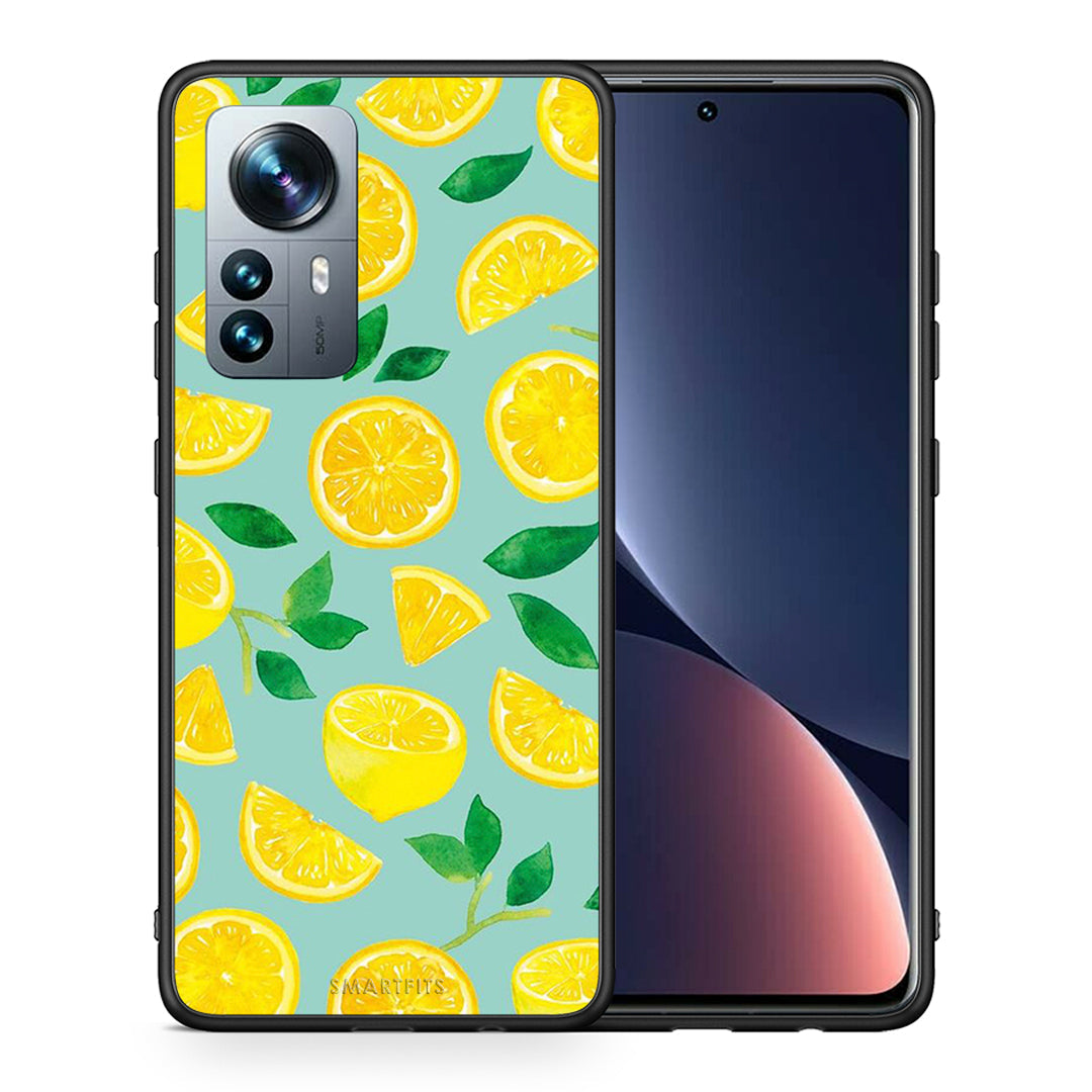 Θήκη Xiaomi 12 Pro Lemons από τη Smartfits με σχέδιο στο πίσω μέρος και μαύρο περίβλημα | Xiaomi 12 Pro Lemons case with colorful back and black bezels