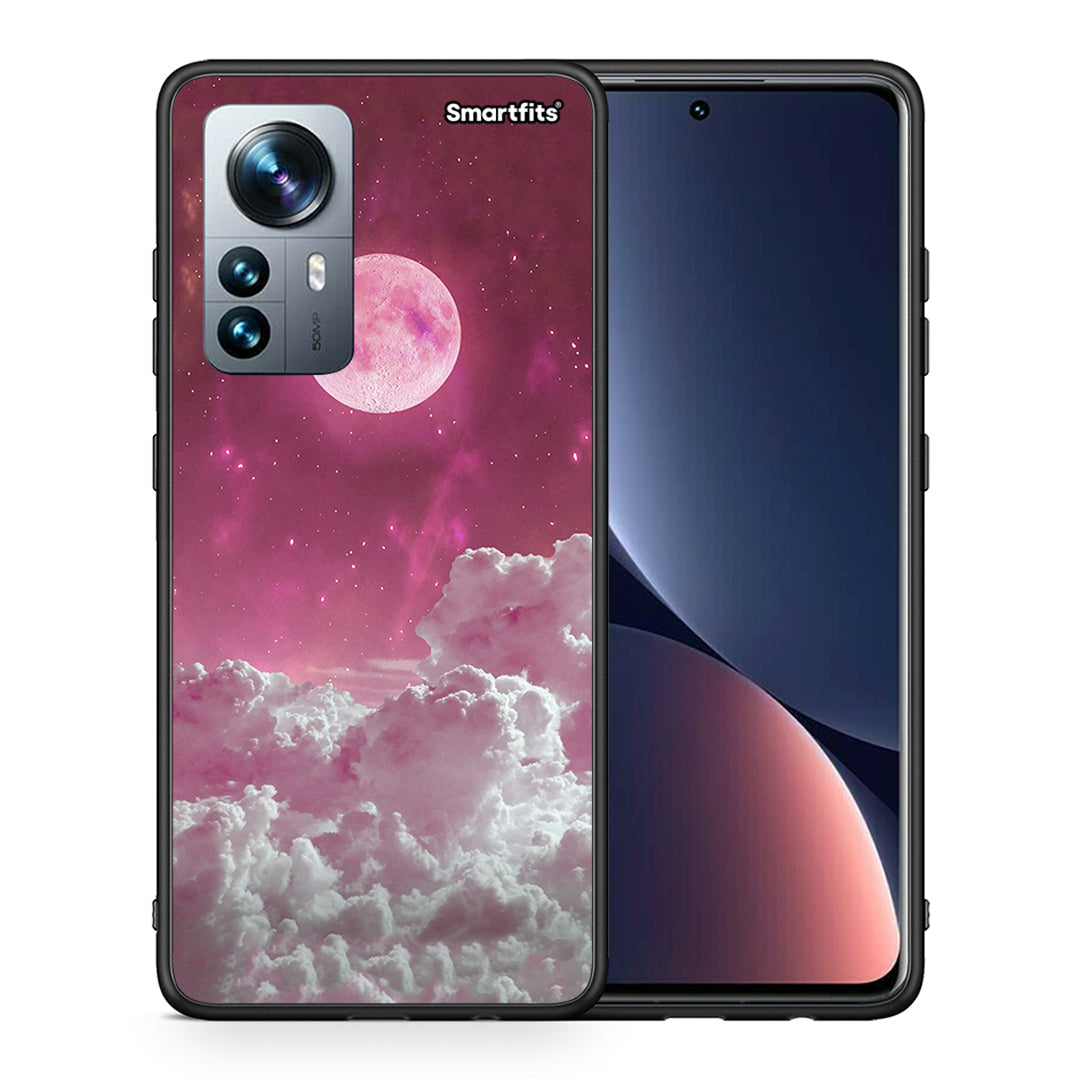 Θήκη Xiaomi 12 Pro Pink Moon από τη Smartfits με σχέδιο στο πίσω μέρος και μαύρο περίβλημα | Xiaomi 12 Pro Pink Moon case with colorful back and black bezels