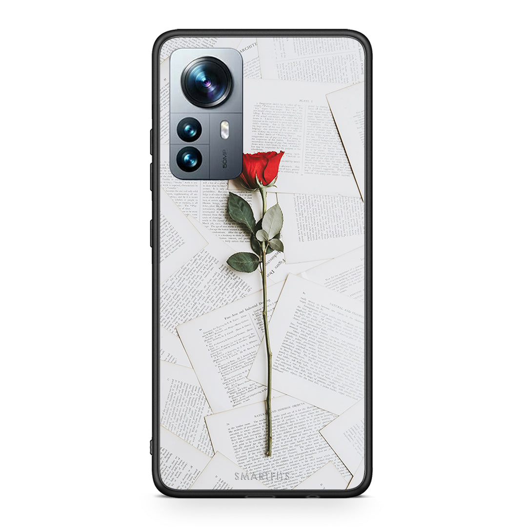 Xiaomi 12 Pro Red Rose θήκη από τη Smartfits με σχέδιο στο πίσω μέρος και μαύρο περίβλημα | Smartphone case with colorful back and black bezels by Smartfits