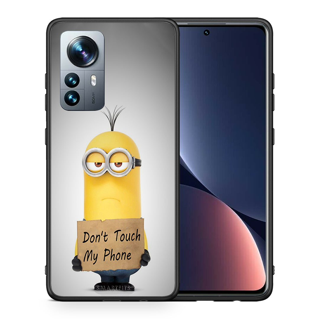 Θήκη Xiaomi 12 Pro Minion Text από τη Smartfits με σχέδιο στο πίσω μέρος και μαύρο περίβλημα | Xiaomi 12 Pro Minion Text case with colorful back and black bezels