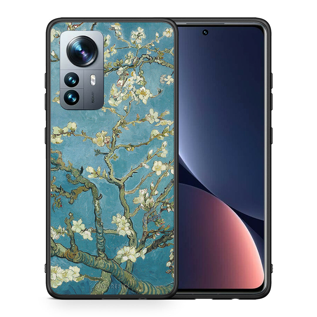 Θήκη Xiaomi 12 Pro White Blossoms από τη Smartfits με σχέδιο στο πίσω μέρος και μαύρο περίβλημα | Xiaomi 12 Pro White Blossoms case with colorful back and black bezels