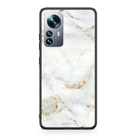 Thumbnail for Xiaomi 12 Pro White Gold Marble θήκη από τη Smartfits με σχέδιο στο πίσω μέρος και μαύρο περίβλημα | Smartphone case with colorful back and black bezels by Smartfits