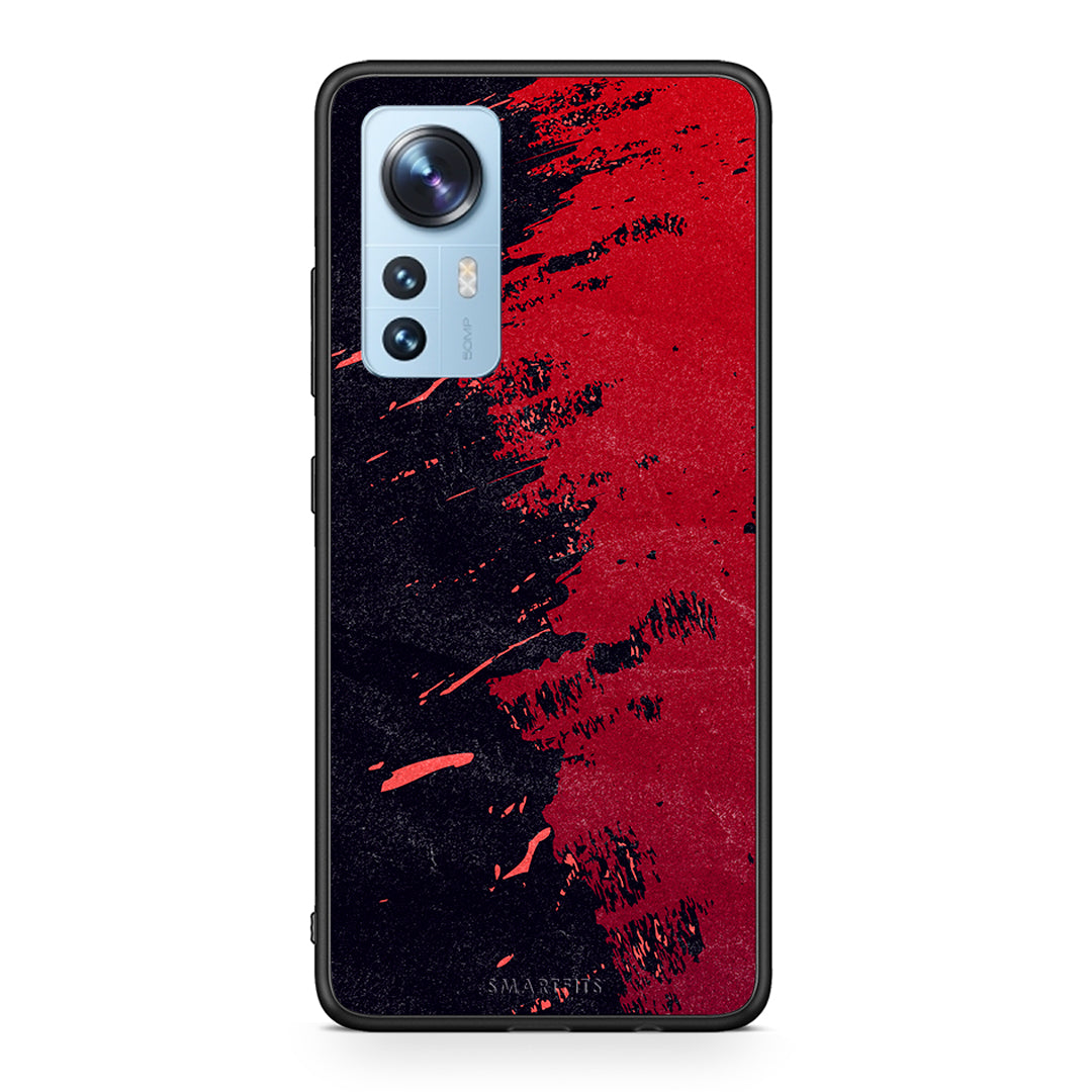 Xiaomi 12 / 12X 5G Red Paint Θήκη Αγίου Βαλεντίνου από τη Smartfits με σχέδιο στο πίσω μέρος και μαύρο περίβλημα | Smartphone case with colorful back and black bezels by Smartfits