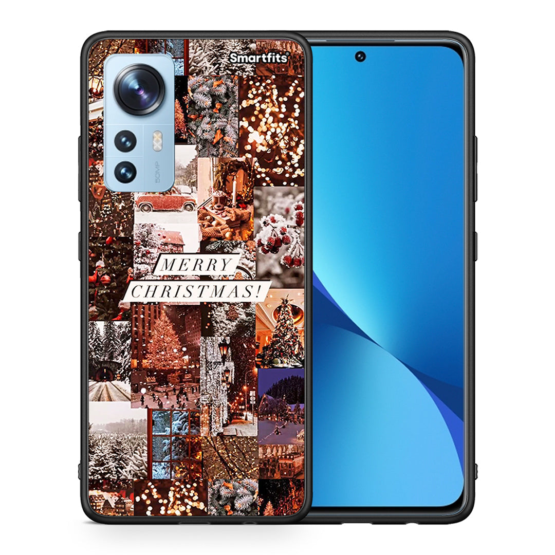 Θήκη Xiaomi 12/12X 5G Xmas Collage από τη Smartfits με σχέδιο στο πίσω μέρος και μαύρο περίβλημα | Xiaomi 12/12X 5G Xmas Collage case with colorful back and black bezels