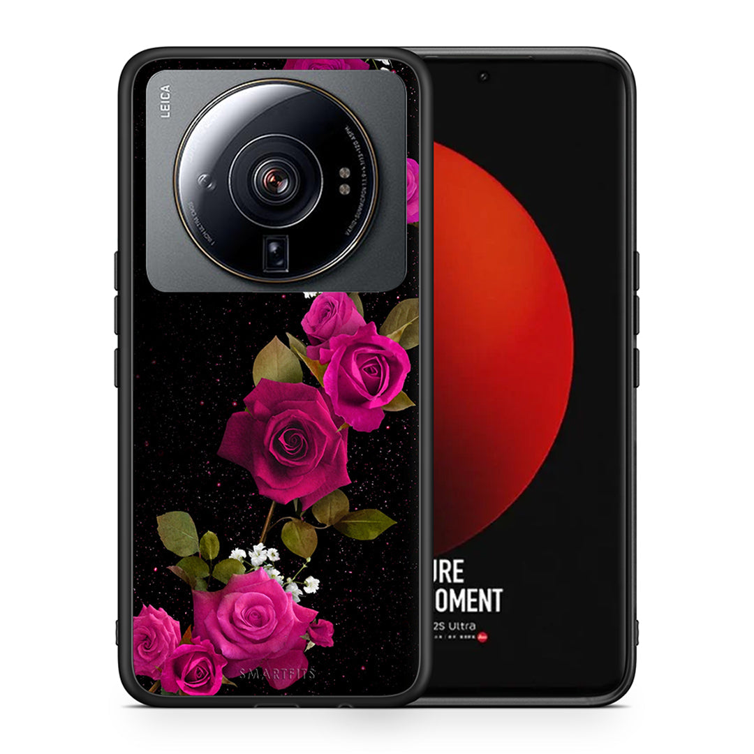 Θήκη Xiaomi 12S Ultra Red Roses Flower από τη Smartfits με σχέδιο στο πίσω μέρος και μαύρο περίβλημα | Xiaomi 12S Ultra Red Roses Flower case with colorful back and black bezels