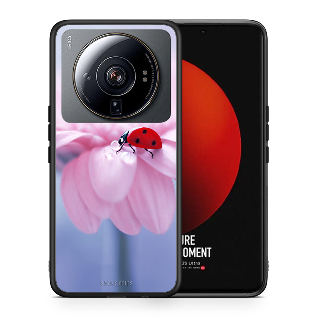 Θήκη Xiaomi 12S Ultra Ladybug Flower από τη Smartfits με σχέδιο στο πίσω μέρος και μαύρο περίβλημα | Xiaomi 12S Ultra Ladybug Flower case with colorful back and black bezels