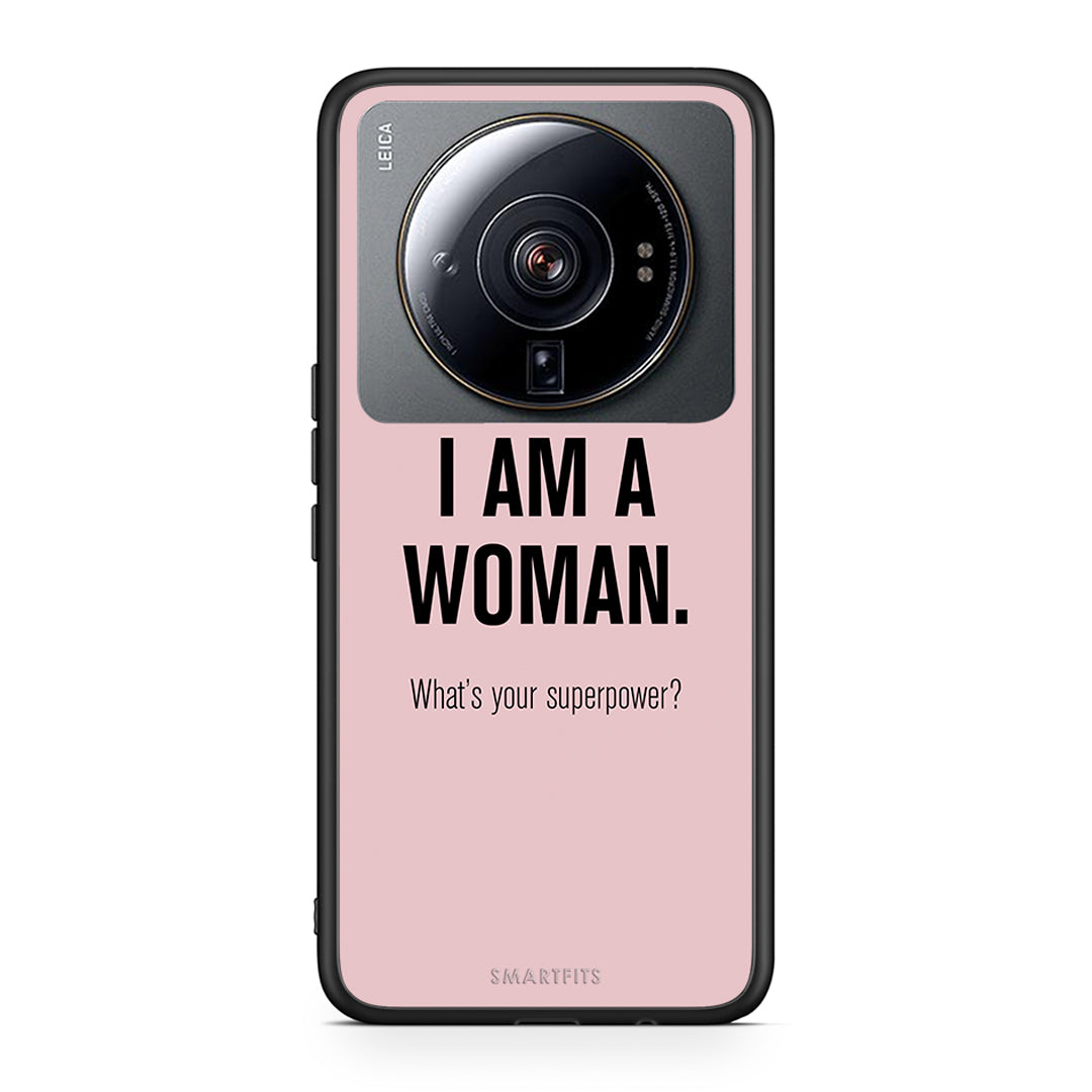 Xiaomi 12S Ultra Superpower Woman θήκη από τη Smartfits με σχέδιο στο πίσω μέρος και μαύρο περίβλημα | Smartphone case with colorful back and black bezels by Smartfits